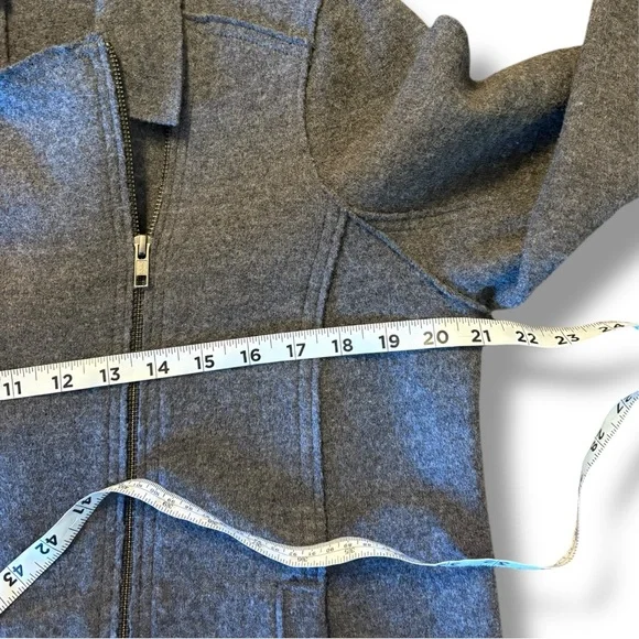 Eileen Fisher Wool Alpaca Herringbone Motorcycle Jacket Medium Moon Gray  Moto - Picture 7 of 12